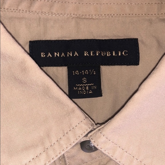 MENS BANANA REPUBLIC SMALL KHAKI DREAS SHIRT - Picture 2 of 3
